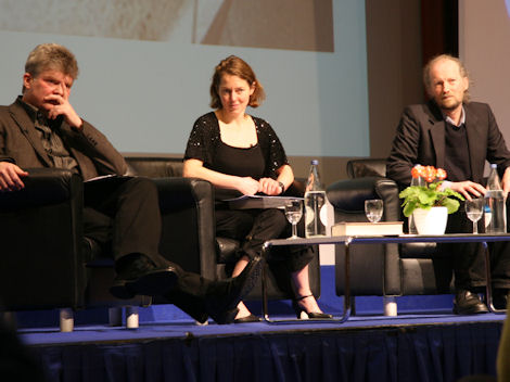 James Moore, Olivia Judson, and Adrian Desmond at Imperial College
