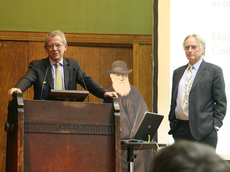 Sir David King and Professor Richard Dawkins at the BHA Darwin Day Lecture 2009 (photo Tim Jones)