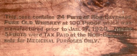 Medicinal Whiskey from the prohibition period (photo: Tim Jones)