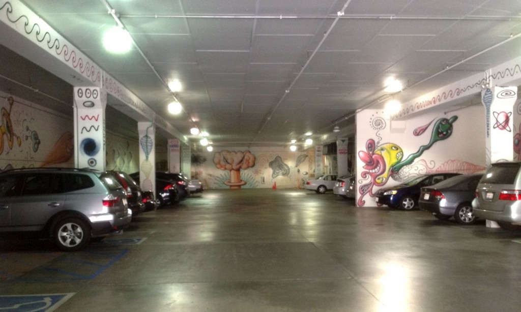 Graffiti by Kenny Scharf in garage of Pasadena Museum of California Art (Photo:Tim Jones)