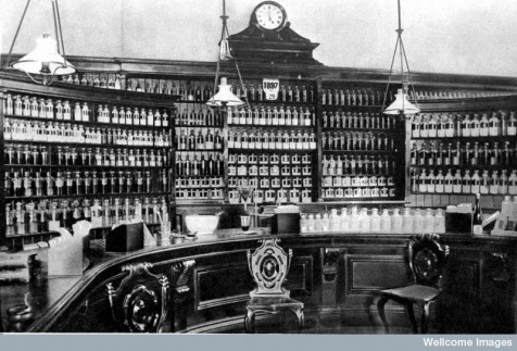 Interior of typical victorian pharmacy